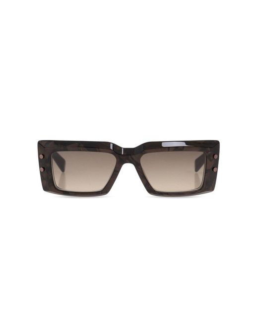 BALMAIN EYEWEAR Brown Rectangle Frame Sunglasses