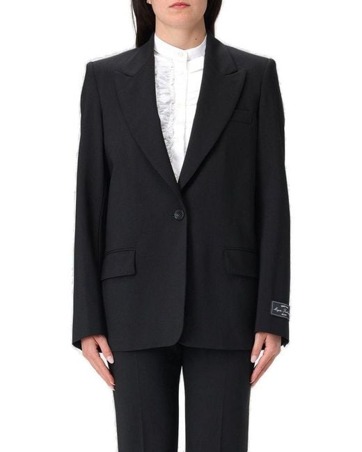 MSGM Black Single-Breasted Peak-Lapels Blazer