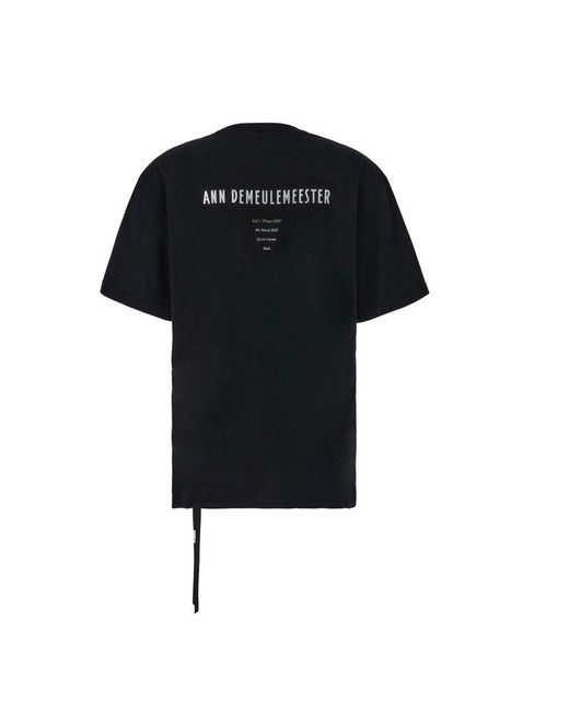 Ann Demeulemeester Black Logo Printed Crewneck T-shirt for men