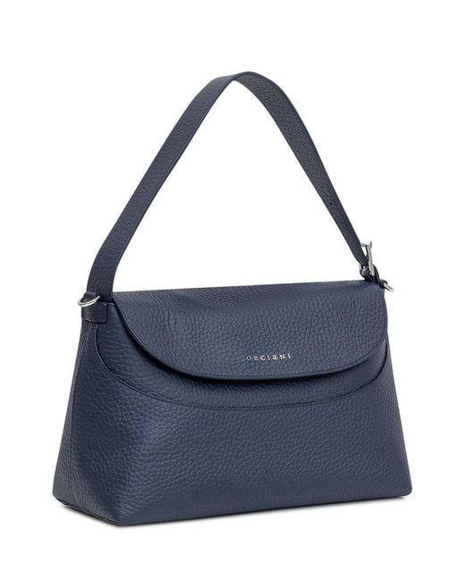 Orciani Blue Nana Logo Lettering Shoulder Bag