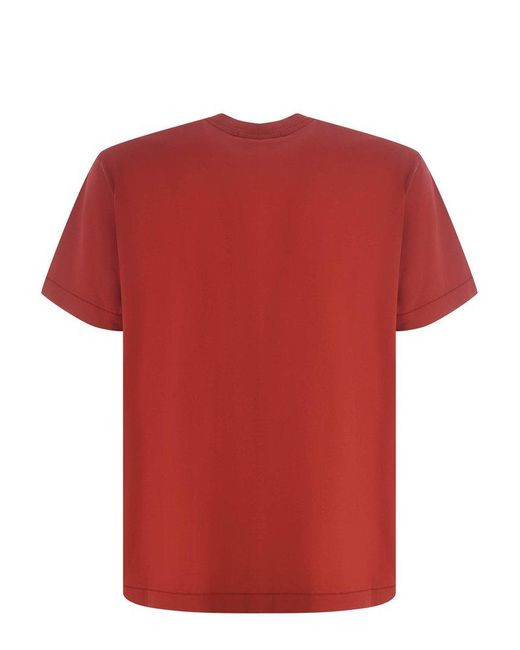 Stone Island Red Logo Patch Crewneck T-shirt for men