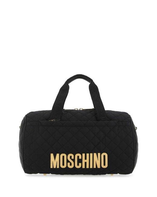 Moschino Black Quilted Zipped Holdall