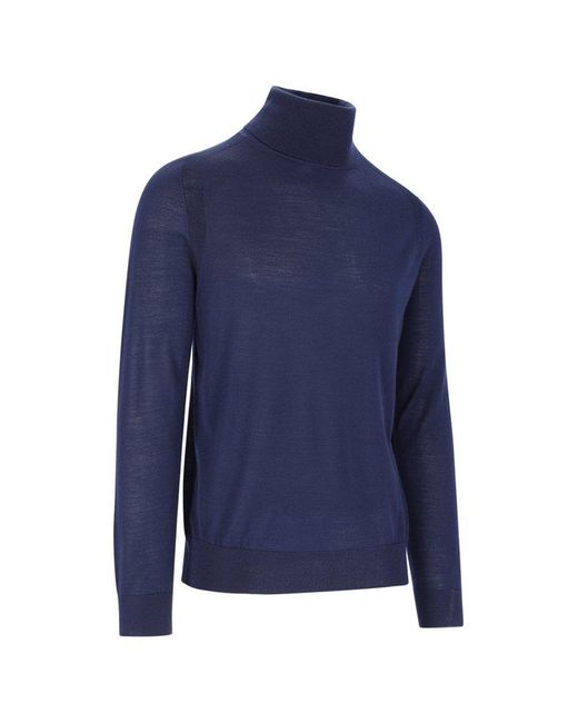 Paul Smith Blue Signature Stripe Detailed Roll Neck Sweater for men