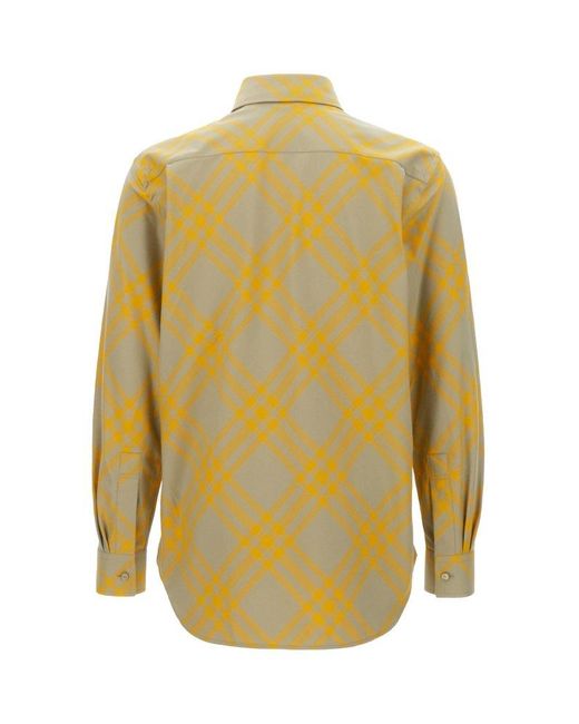 Burberry Yellow Flannel Shirt With Check Motif for men