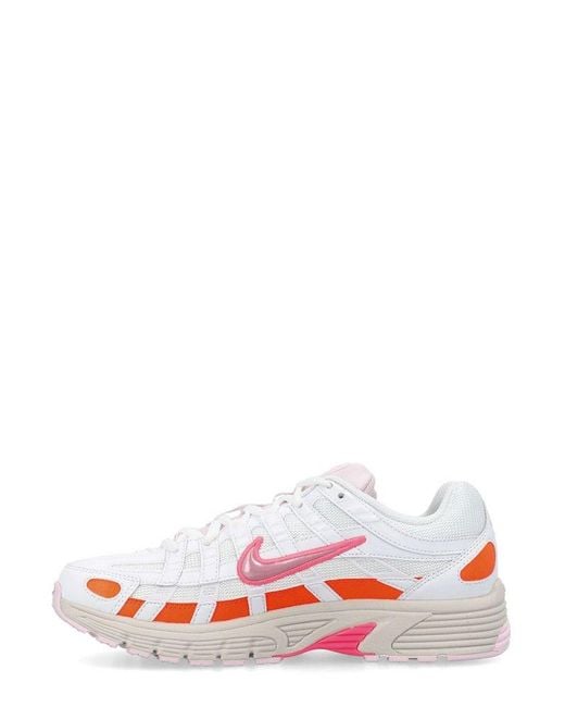 Nike White P-6000 Mesh Lace-up Sneakers