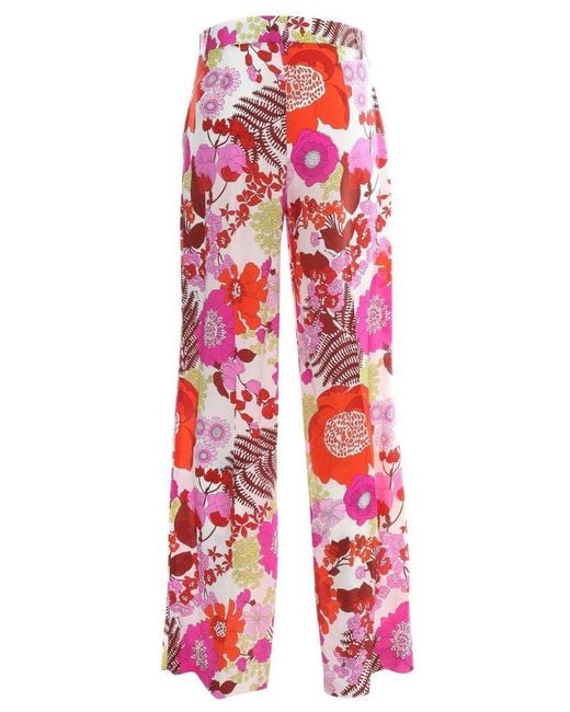 P.A.R.O.S.H. Red P.A.R.O..H. Floral-Printed Wide-Leg Trousers