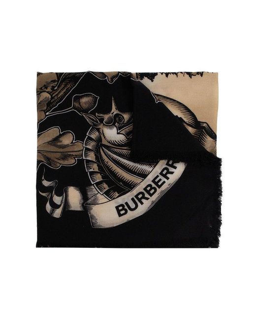 Burberry Ekd Print Frayed Edge Scarf in Black for Men Lyst