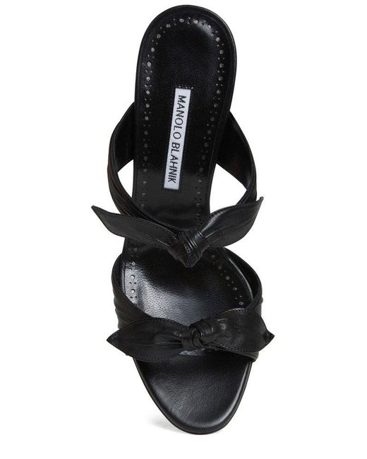 Manolo Blahnik Black Lollo Bow-Detailed Sandals