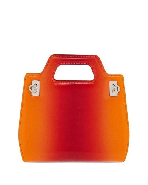 Ferragamo Orange Wanda Mini Leahter Handbag