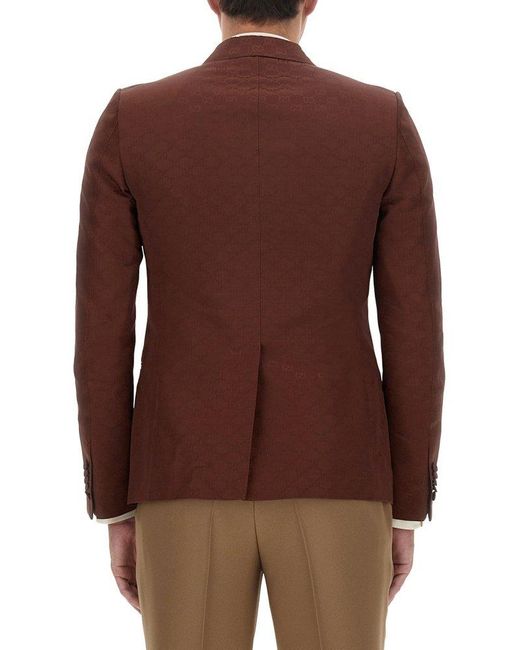 Gucci Brown Monogrammed Button-up Jacket for men