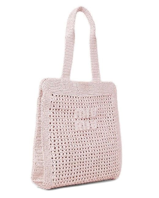 Miu Miu Pink Crochet Shopping Bag