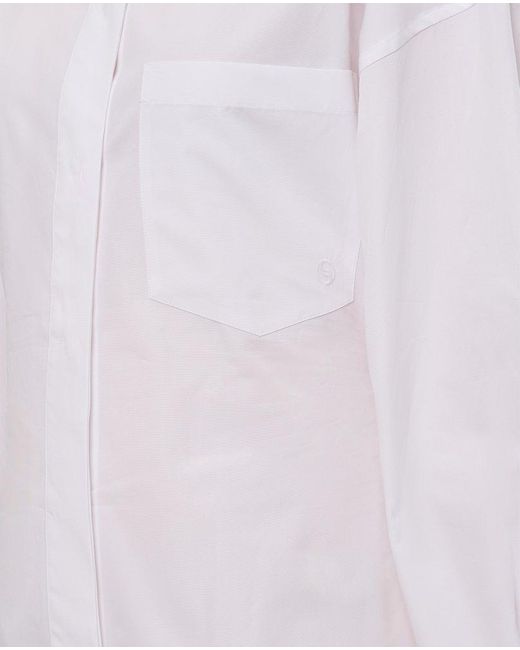 Stella McCartney White Collared Long-sleeve Shirt Dress