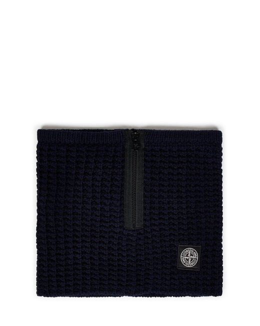 Stone Island Blue Zip-up Knitted Scarf for men