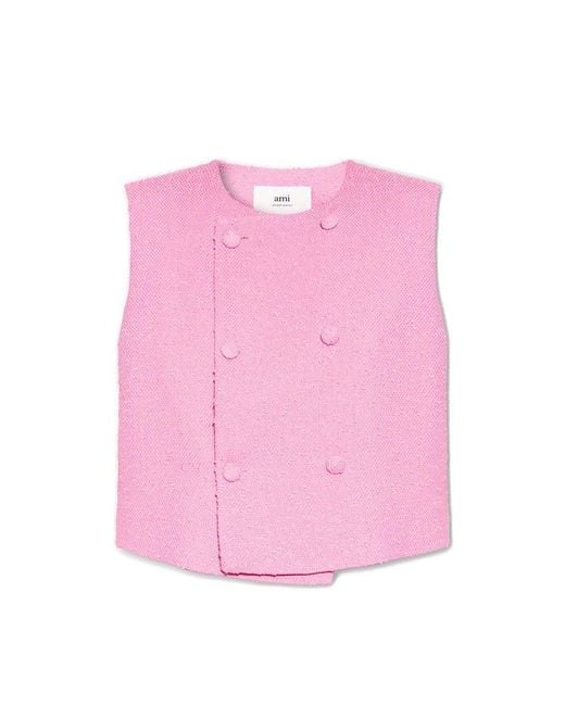 AMI Pink Double-breasted Vest