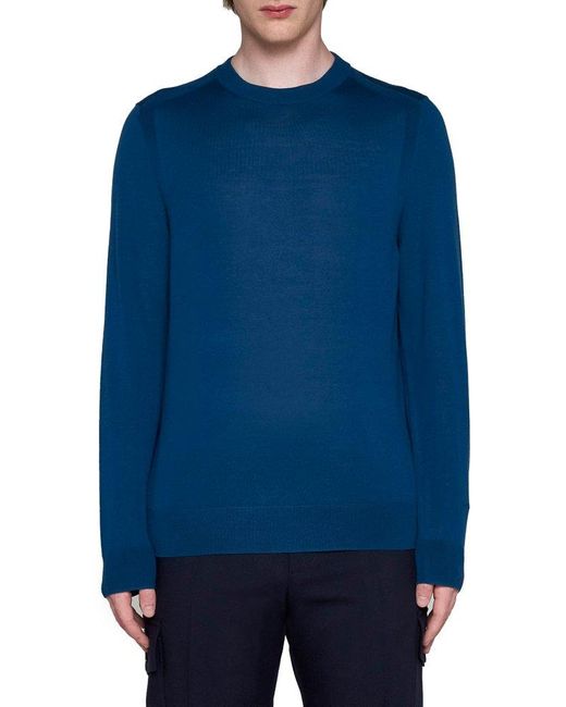 Paul Smith Blue Crewneck Knitted Jumper for men