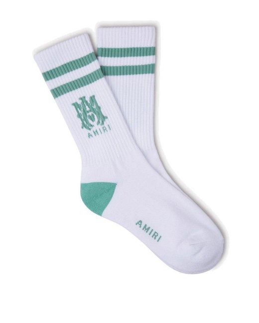 Amiri Blue Two-Tone Logo Socks for men