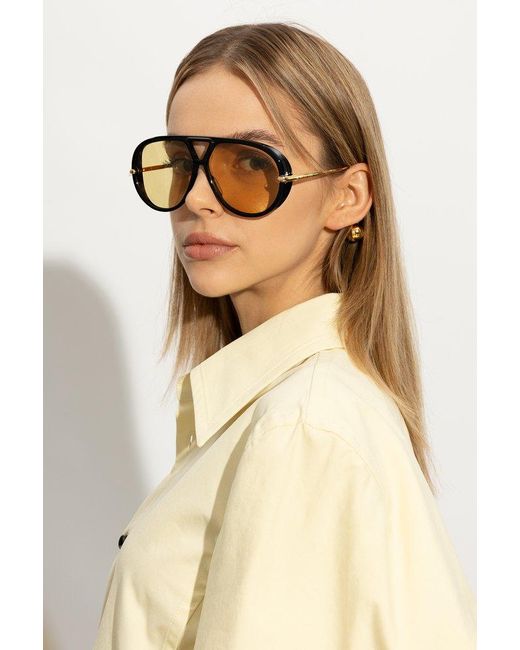 Bottega Veneta Natural Aviator Sunglasses,