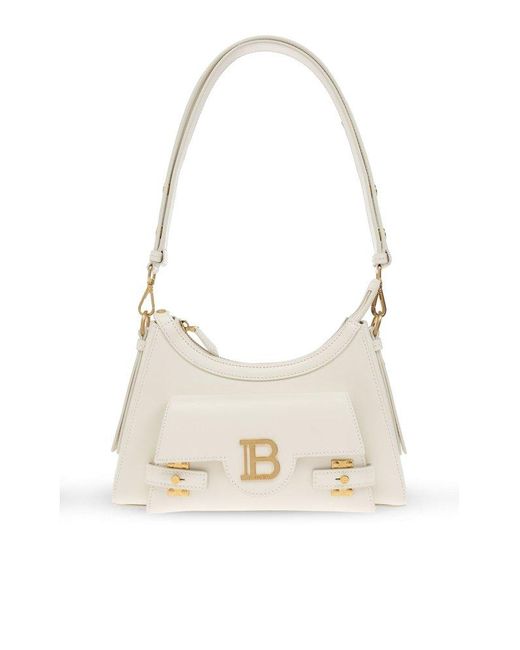 Balmain White Leather Shoulder Bag With Logo