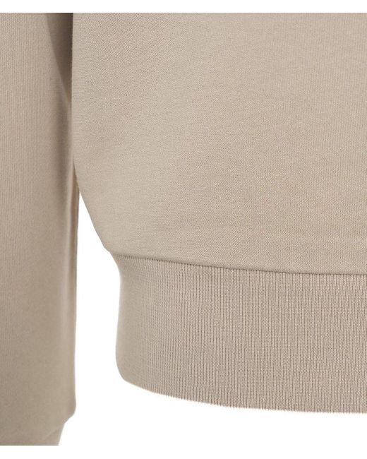 Herno Natural Logo-embroidered Long-sleeved Crewneck Jumper for men