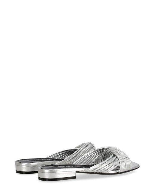 Sergio Rossi White Sr Akida Metallic Effect Slip-On Sandals