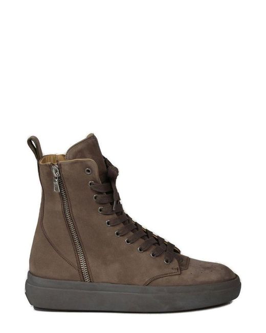 Represent Brown Alpha High-Top Zipped Sneakers for men