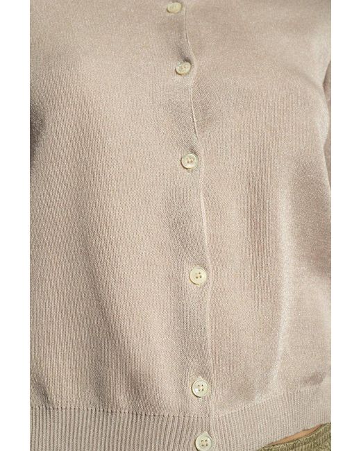 Moncler Natural Cardigan With A Shimmering Finish