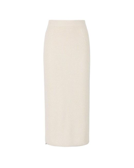 Loro Piana Cashmere Davenport Midi Skirt in Beige (White) | Lyst Australia
