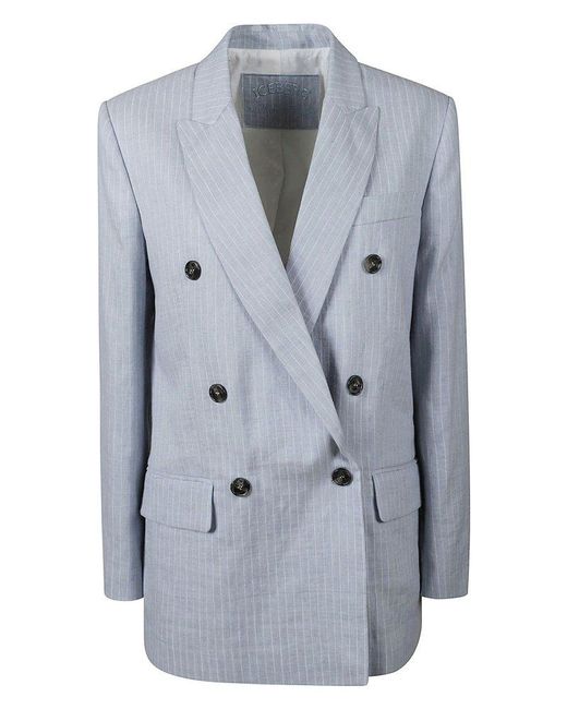 Iceberg Blue Pinstriped Double-breasted Blazer