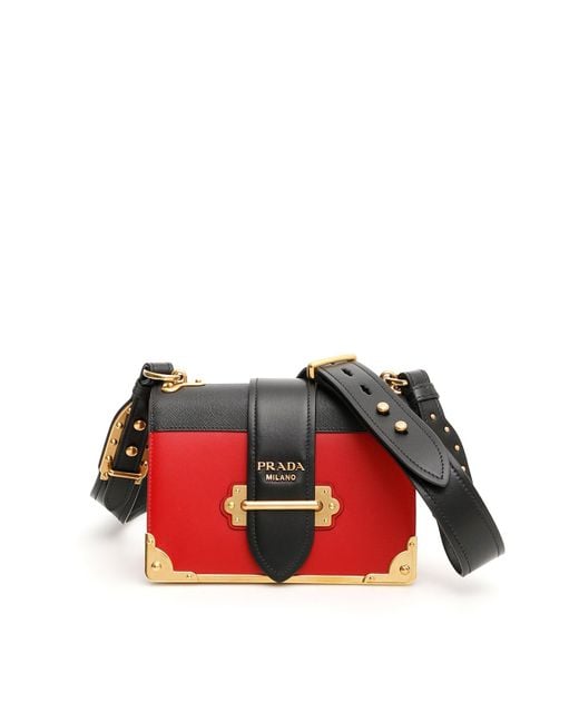 Prada Red Cahier Leather Shoulder Bag
