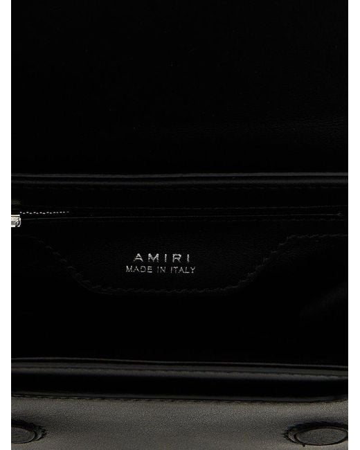 Amiri Black Logo Plaque Foldover Top Crossbody Bag