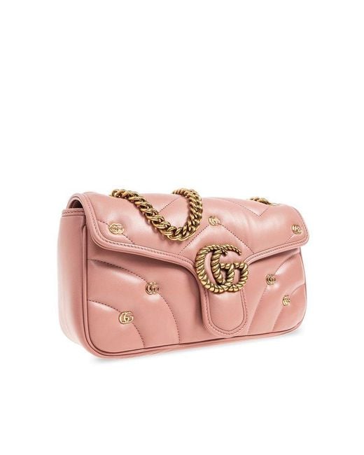 Gucci Pink 'GG Marmont Small' Quilted Shoulder Bag,