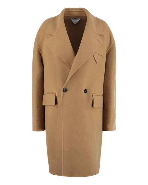 Bottega Doublebreasted Cashmere Coat in Brown Lyst Canada