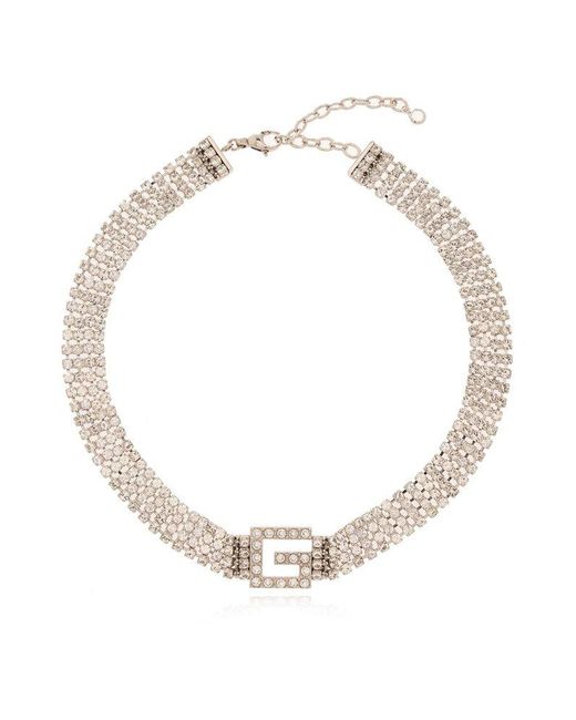 Gucci White Sparkling Necklace With Logo,