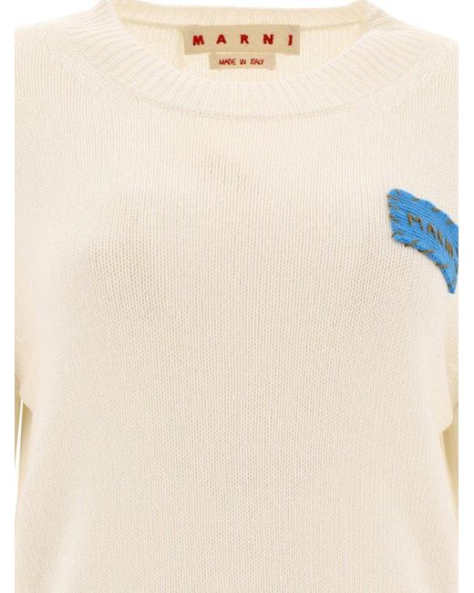 Marni Natural Cashmere Sweater With Patch