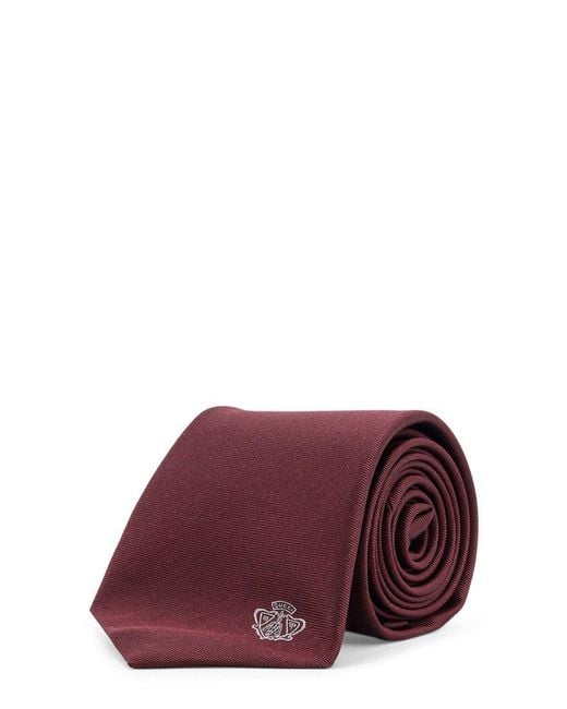 Gucci Purple Silk Tie With Lord Detail for men