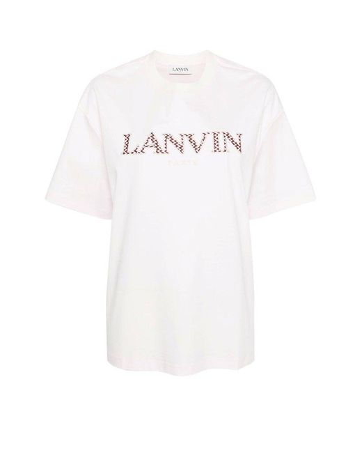 Lanvin White Logo Embroidered Crewneck T-shirt