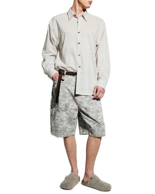 Etro Gray Shorts With Decorative Pattern for men