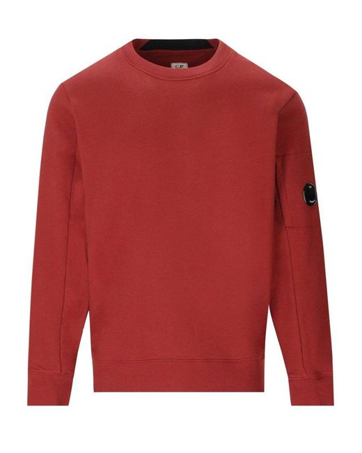 C P Company Red Diagonal Raised Fleece Ketchup Sweatshirt for men