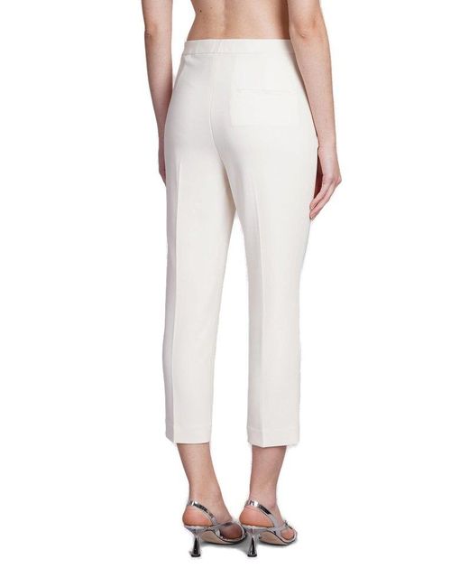 Theory White Pressed Crease Tailored Pants