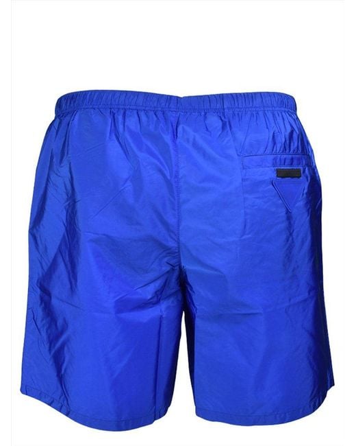 Prada Blue Logo Patch Swim Shorts for men