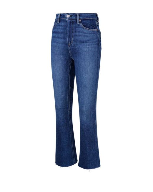 PAIGE Blue Flared-leg Cropped Jeans