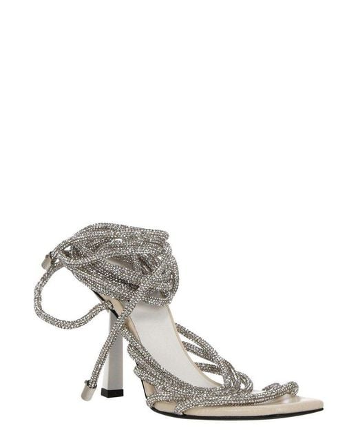 Aniye By White Embellished Square-toe Sandals