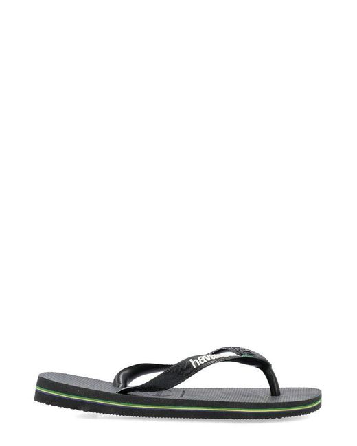 Havaianas Black Brasil Logo Thong Sandals