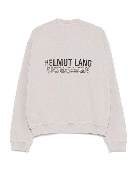 Helmut Lang White Graphic Crew Neck Sweater for men