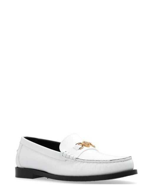 Versace White Logo-plaque Slip-on Loafers