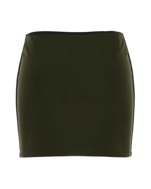 Miu Miu Green Logo-Embroidered Mini Skirt