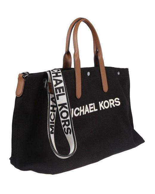 Michael Kors Black Brooklyn Logo Embroidered Large Tote Bag for men