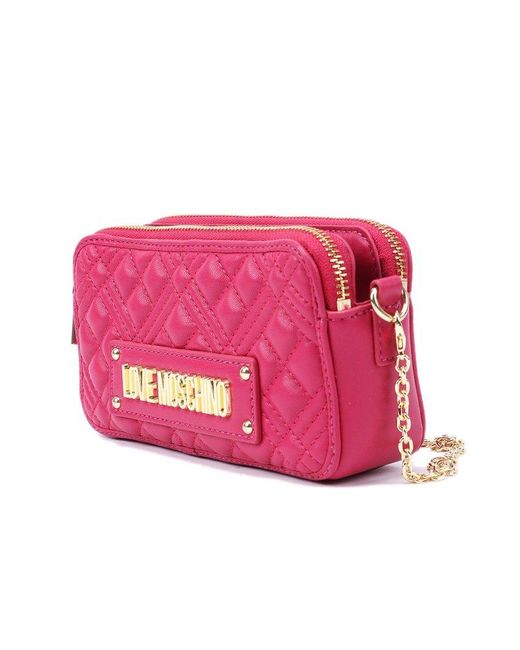 Love Moschino Pink Chain-linked Quilted Satchel Bag