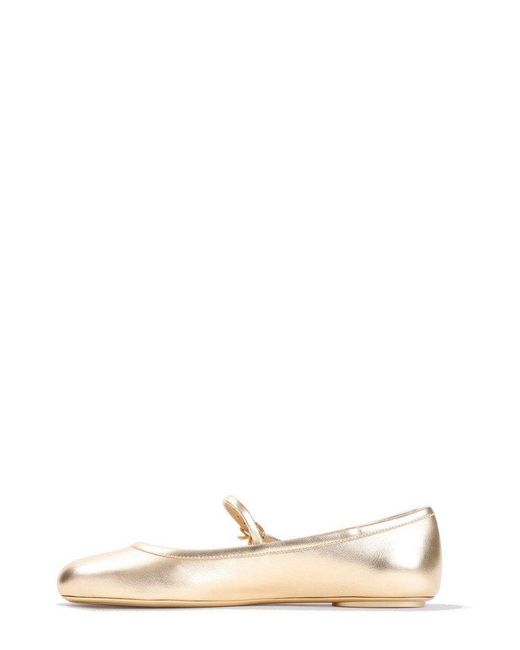 Gianvito Rossi Metallic Carla Buckle-Strap Ballerina Shoes