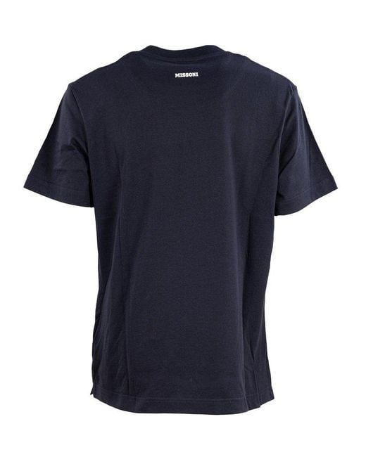 Missoni Blue Zigzag-printed Crewneck T-shirt for men